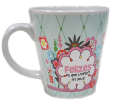 Caneca Smilinguido "Felizes os que confiam em Deus!"