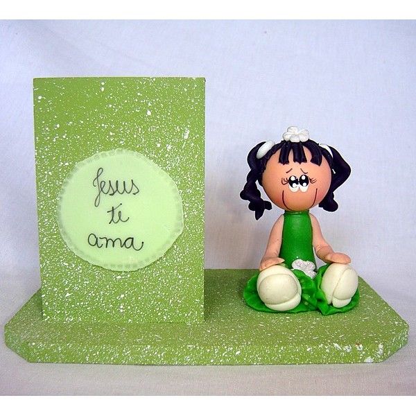 Porta Canetas - Mensagem Jesus - Biscuit (Verde)